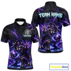 Personalized Raccoon Wizard Bowling Shirt Purple Thunder Lightning Bowling Jersey