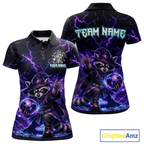 Personalized Raccoon Wizard Bowling Shirt Purple Thunder Lightning Bowling Jersey