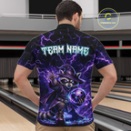 Personalized Raccoon Wizard Bowling Shirt Purple Thunder Lightning Bowling Jersey