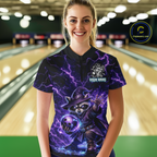 Personalized Raccoon Wizard Bowling Shirt Purple Thunder Lightning Bowling Jersey