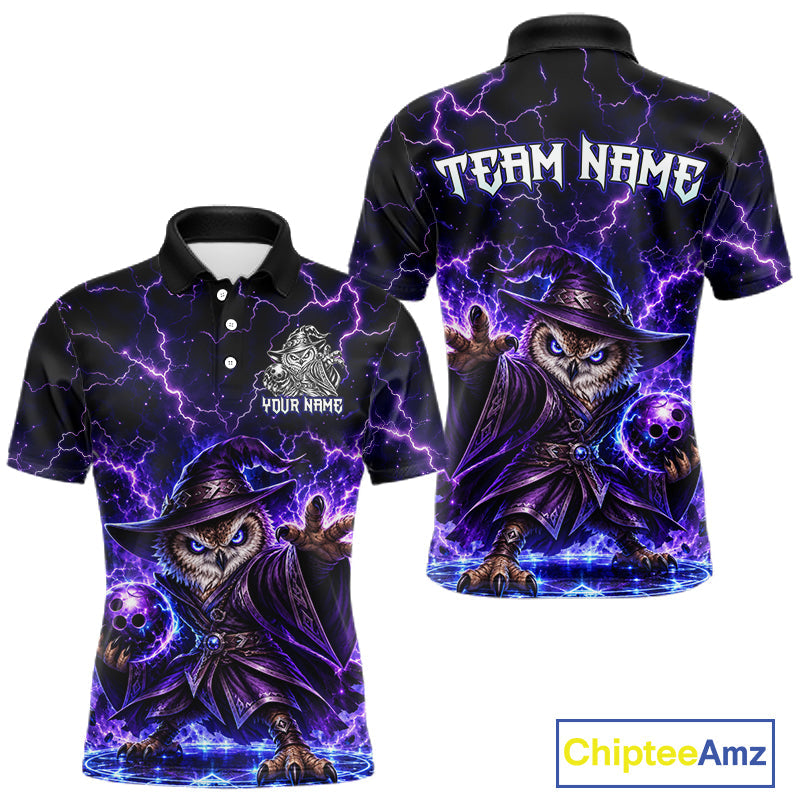 Custom Bowling Wizard Owl Bowling Shirt Lightning Thunder Bowling Jersey