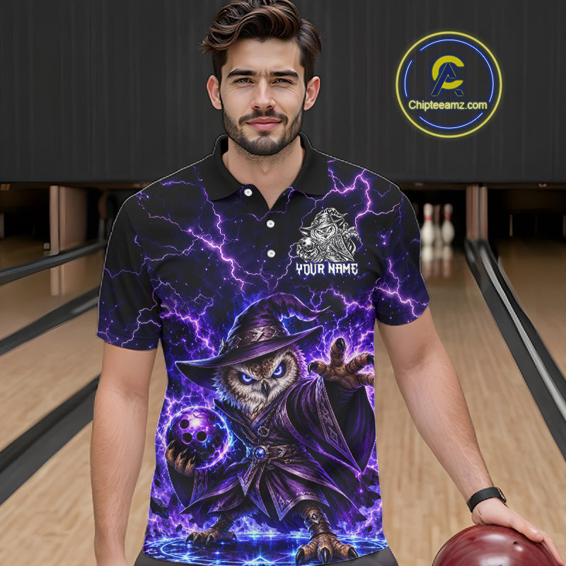 Custom Bowling Wizard Owl Bowling Shirt Lightning Thunder Bowling Jersey