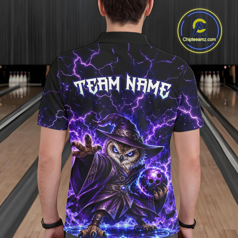 Custom Bowling Wizard Owl Bowling Shirt Lightning Thunder Bowling Jersey