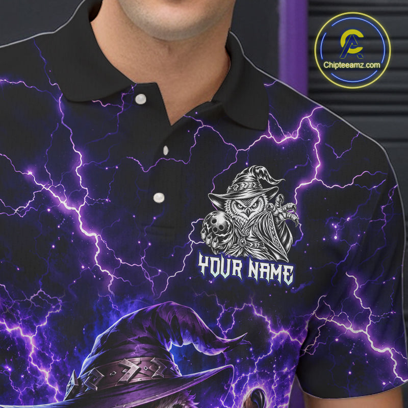Custom Bowling Wizard Owl Bowling Shirt Lightning Thunder Bowling Jersey