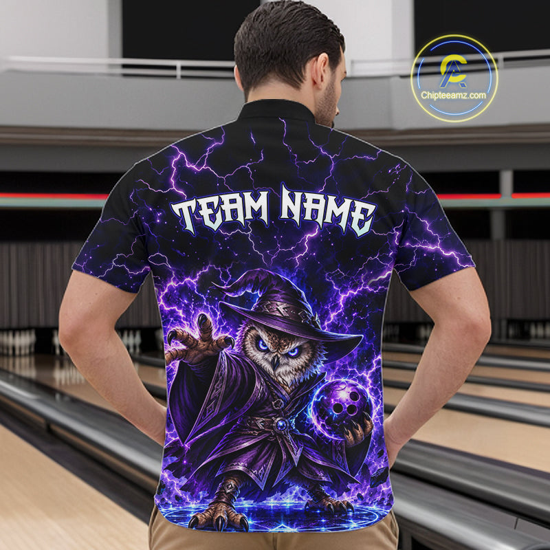 Custom Bowling Wizard Owl Bowling Shirt Lightning Thunder Bowling Jersey