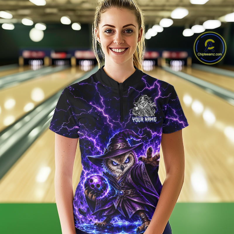 Custom Bowling Wizard Owl Bowling Shirt Lightning Thunder Bowling Jersey