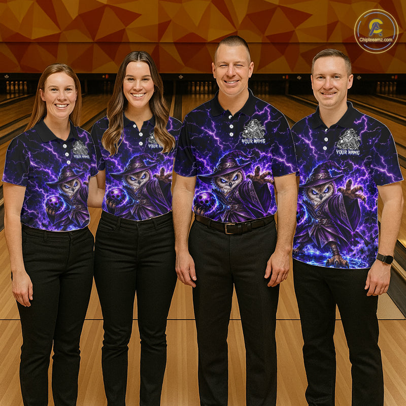 Custom Bowling Wizard Owl Bowling Shirt Lightning Thunder Bowling Jersey