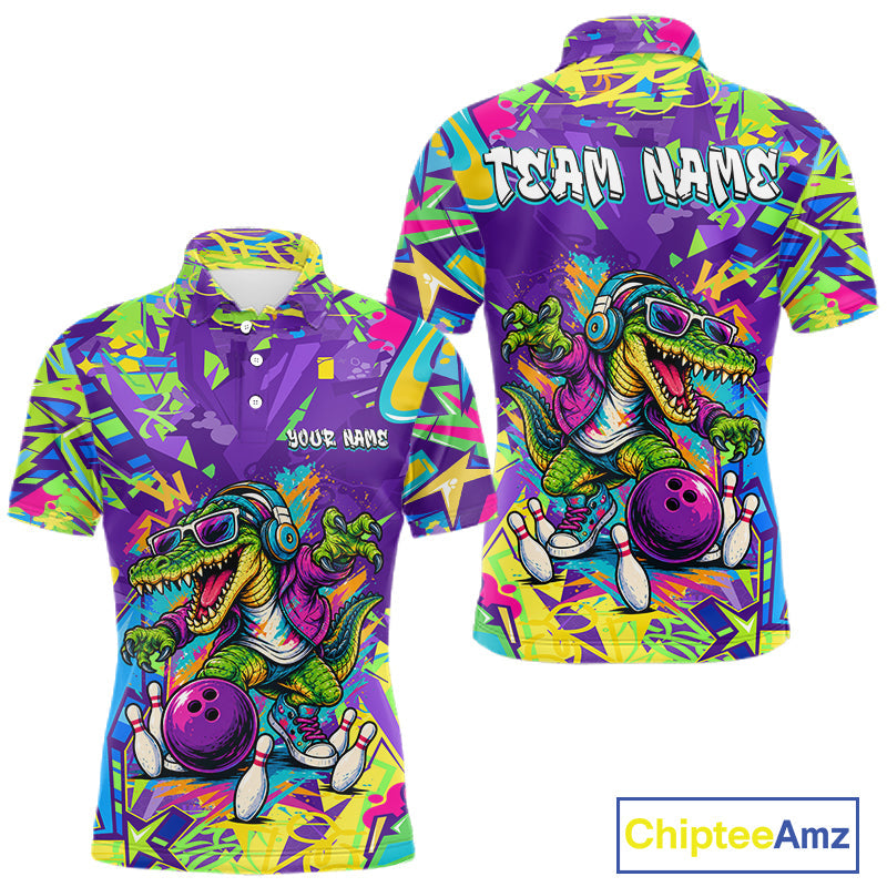 Custom Funny Alligator Bowling Shirt Graffiti Bowling Jersey