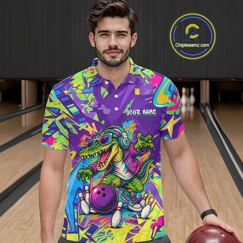 Custom Funny Alligator Bowling Shirt Graffiti Bowling Jersey