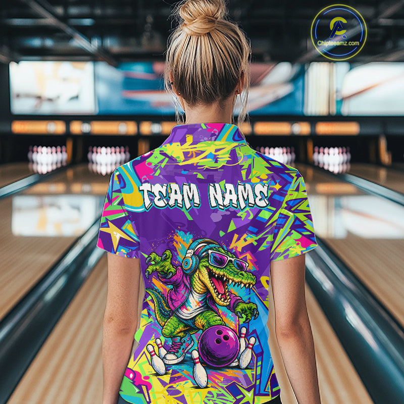 Custom Funny Alligator Bowling Shirt Graffiti Bowling Jersey