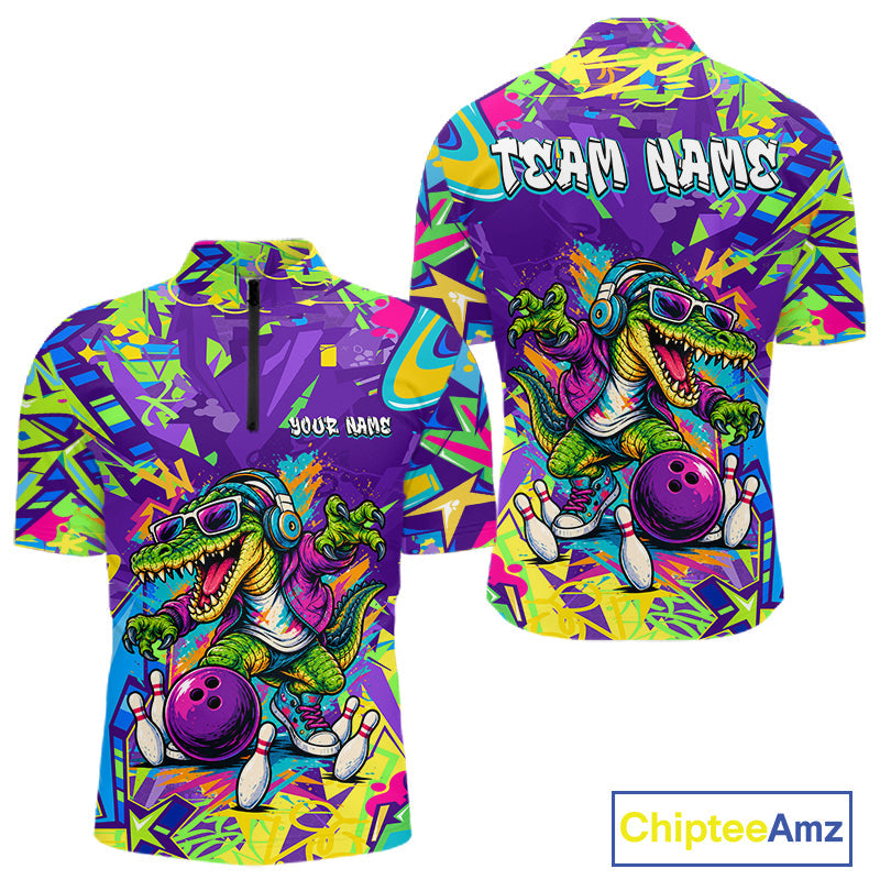 Custom Funny Alligator Bowling Shirt Graffiti Bowling Jersey