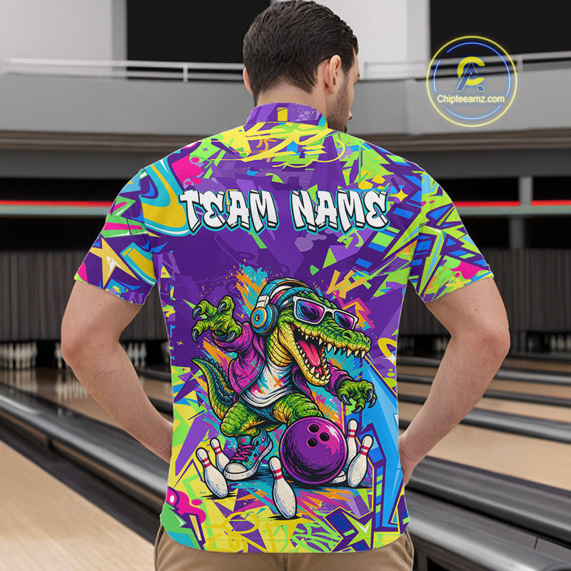 Custom Funny Alligator Bowling Shirt Graffiti Bowling Jersey