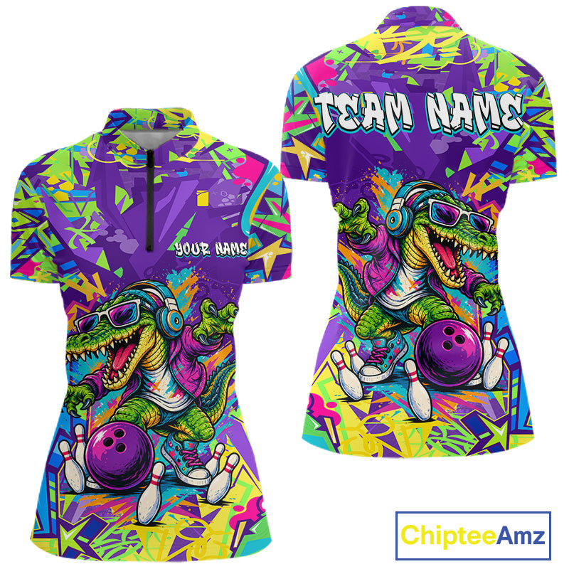 Custom Funny Alligator Bowling Shirt Graffiti Bowling Jersey