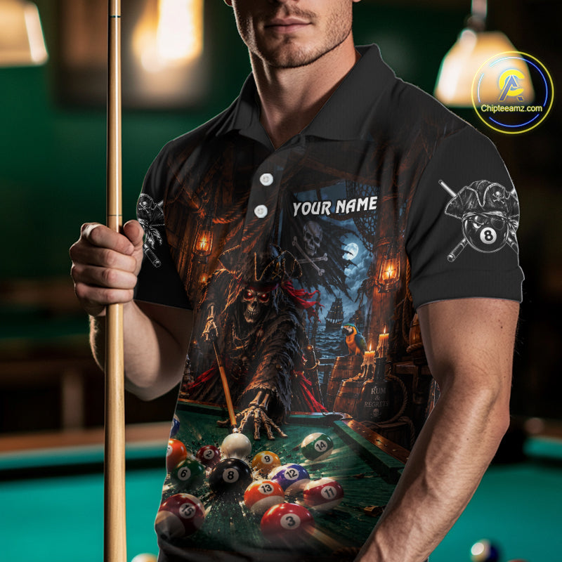 Custom Grim Reaper 8 Ball Billiard Shirts Pirate Billiard Pool Jersey