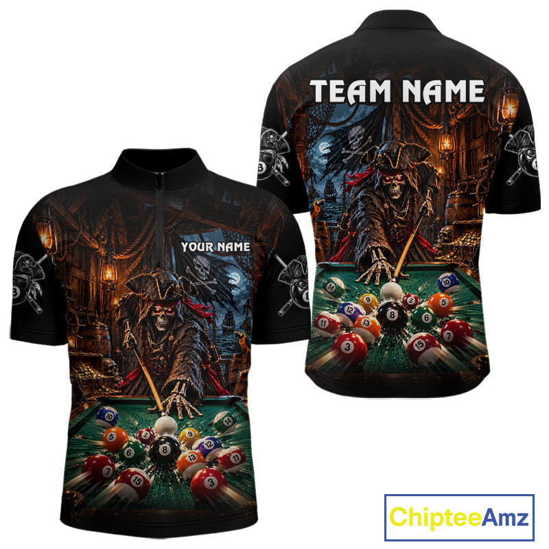 Custom Grim Reaper 8 Ball Billiard Shirts Pirate Billiard Pool Jersey