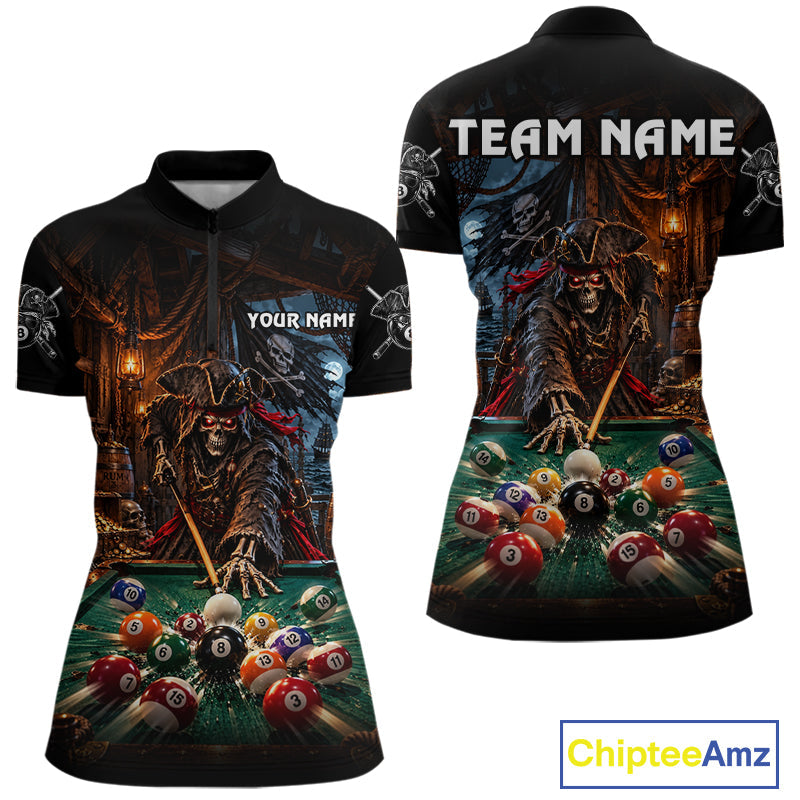 Custom Grim Reaper 8 Ball Billiard Shirts Pirate Billiard Pool Jersey