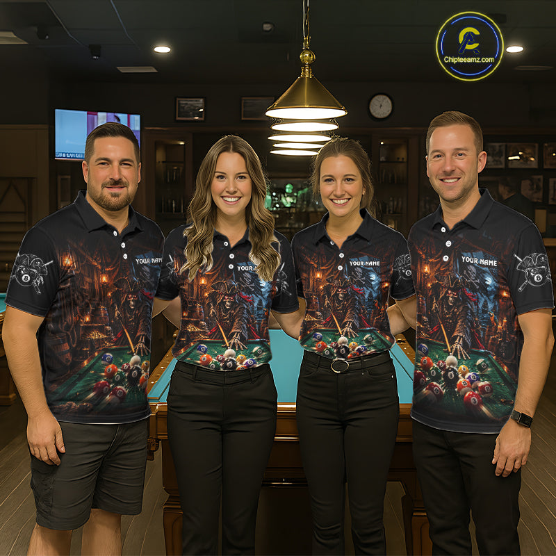 Custom Grim Reaper 8 Ball Billiard Shirts Pirate Billiard Pool Jersey