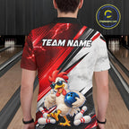 Funny Chicken Bowling Shirt Custom Red White Bowling Jersey Polo & 1/4-Zip