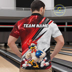 Funny Chicken Bowling Shirt Custom Red White Bowling Jersey Polo & 1/4-Zip