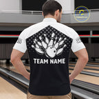 Custom Black and White Bowling Team Shirt Bowling League Jersey Polo & 1/4 Zip
