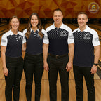 Custom Black and White Bowling Team Shirt Bowling League Jersey Polo & 1/4 Zip
