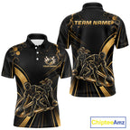Custom Black Gold Bowling Team Shirt Bowling League Jersey Polo & 1/4 Zip
