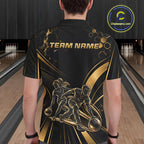 Custom Black Gold Bowling Team Shirt Bowling League Jersey Polo & 1/4 Zip