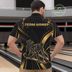 Custom Black Gold Bowling Team Shirt Bowling League Jersey Polo & 1/4 Zip