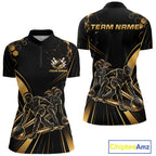 Custom Black Gold Bowling Team Shirt Bowling League Jersey Polo & 1/4 Zip