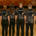 Custom Black Gold Bowling Team Shirt Bowling League Jersey Polo & 1/4 Zip