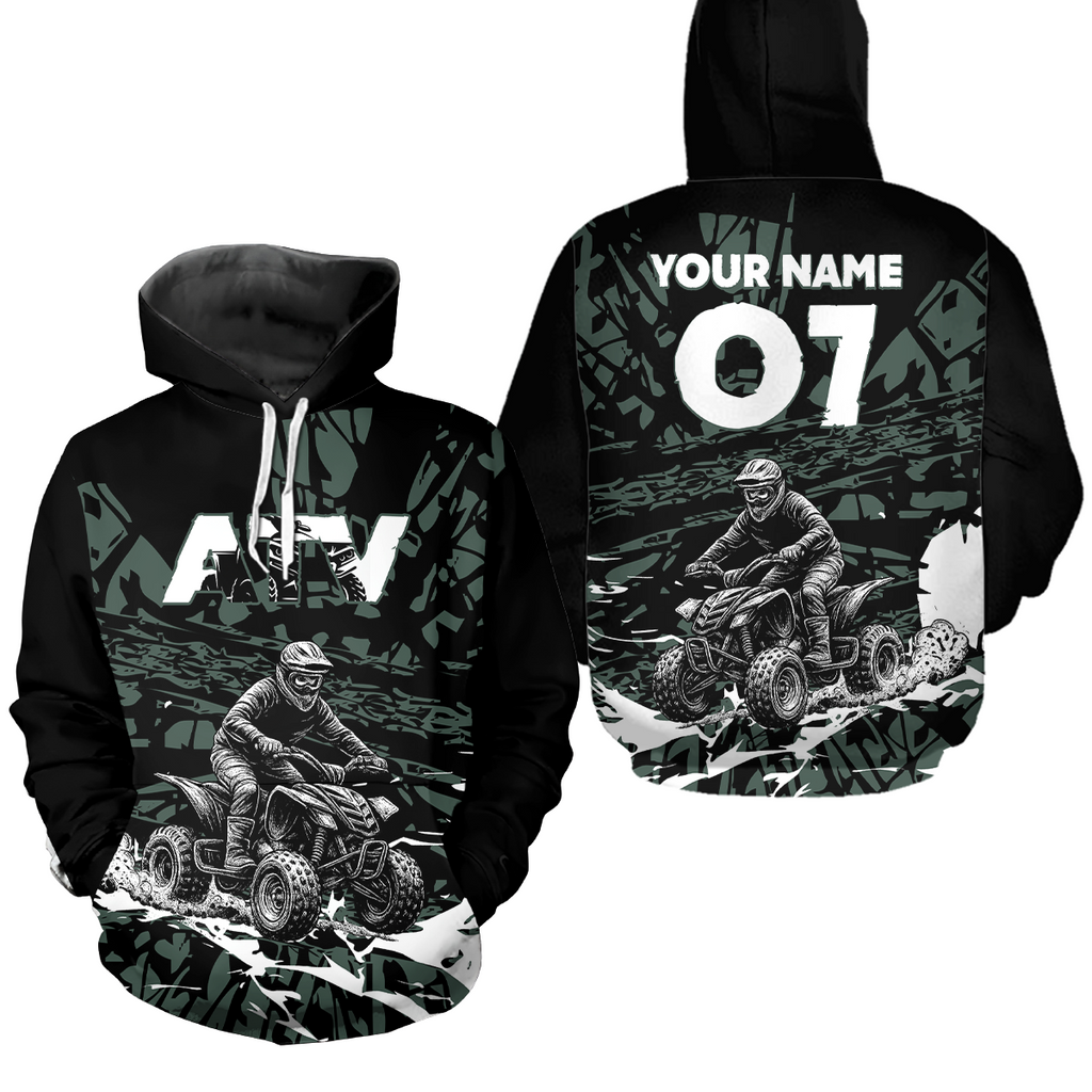 Custom ATV Motocross Hoodie Green Quad Bike Hoodie Racing Off-Road