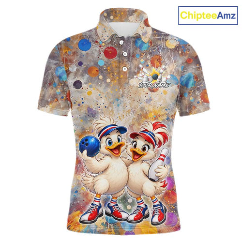 Custom Colorful Funny Duck Bowling Shirt Buddy Bowling Jersey Polo & 1/4 Zip