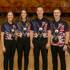 Custom American Flag Eagle Bowling Shirt Flame Patriotic Bowling Jersey League