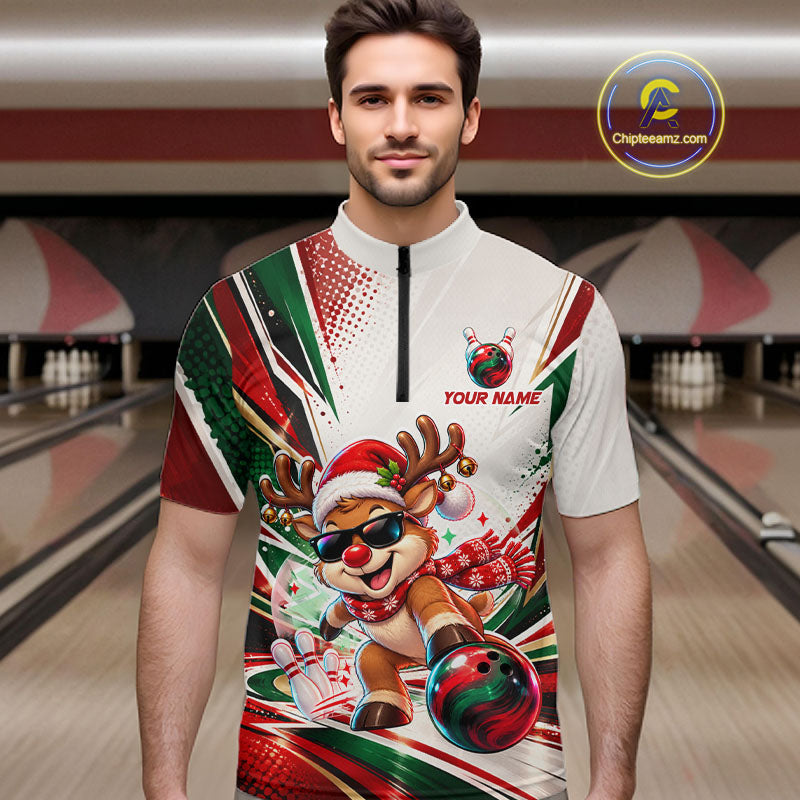 Custom Funny Reindeer Bowling Shirt Christmas Team Bowling Jersey