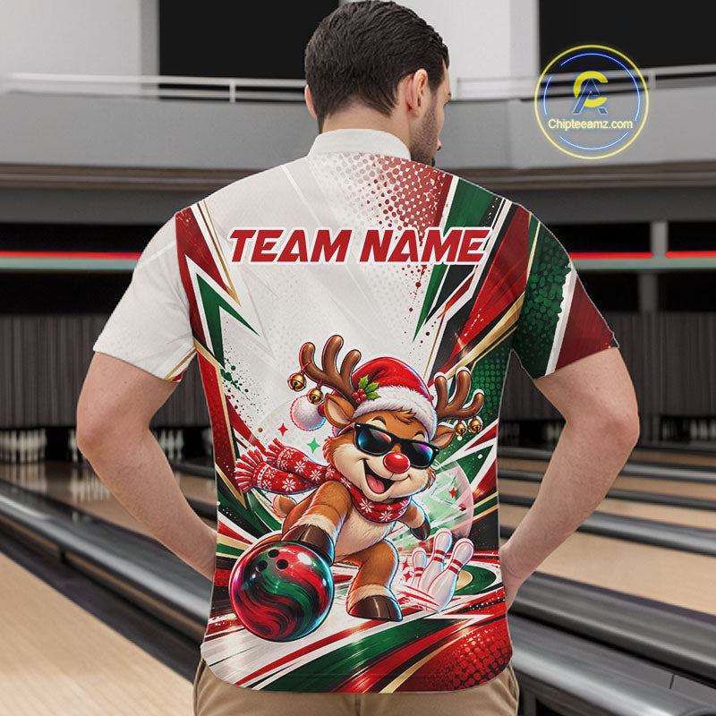 Custom Funny Reindeer Bowling Shirt Christmas Team Bowling Jersey