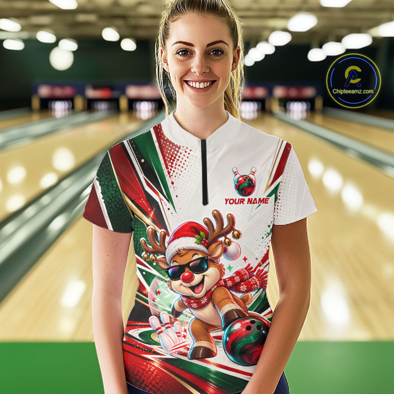 Custom Funny Reindeer Bowling Shirt Christmas Team Bowling Jersey