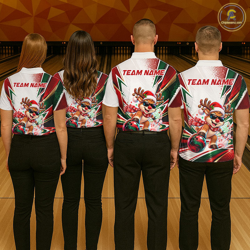 Custom Funny Reindeer Bowling Shirt Christmas Team Bowling Jersey