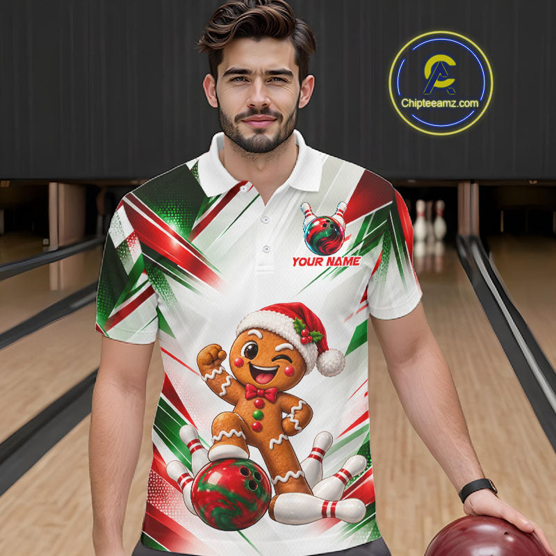 Custom Christmas Gingerbread Bowling Shirt Funny Bowling Team Jersey
