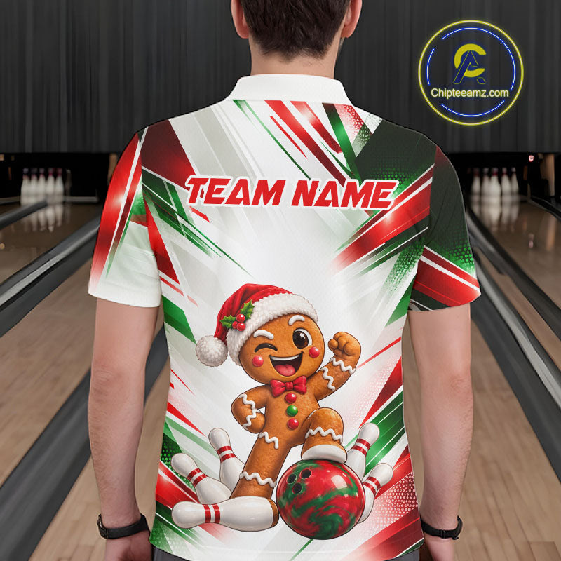 Custom Christmas Gingerbread Bowling Shirt Funny Bowling Team Jersey
