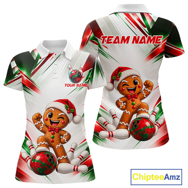 Custom Christmas Gingerbread Bowling Shirt Funny Bowling Team Jersey