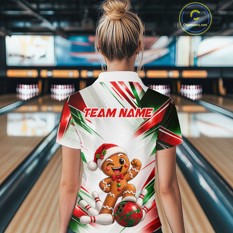 Custom Christmas Gingerbread Bowling Shirt Funny Bowling Team Jersey