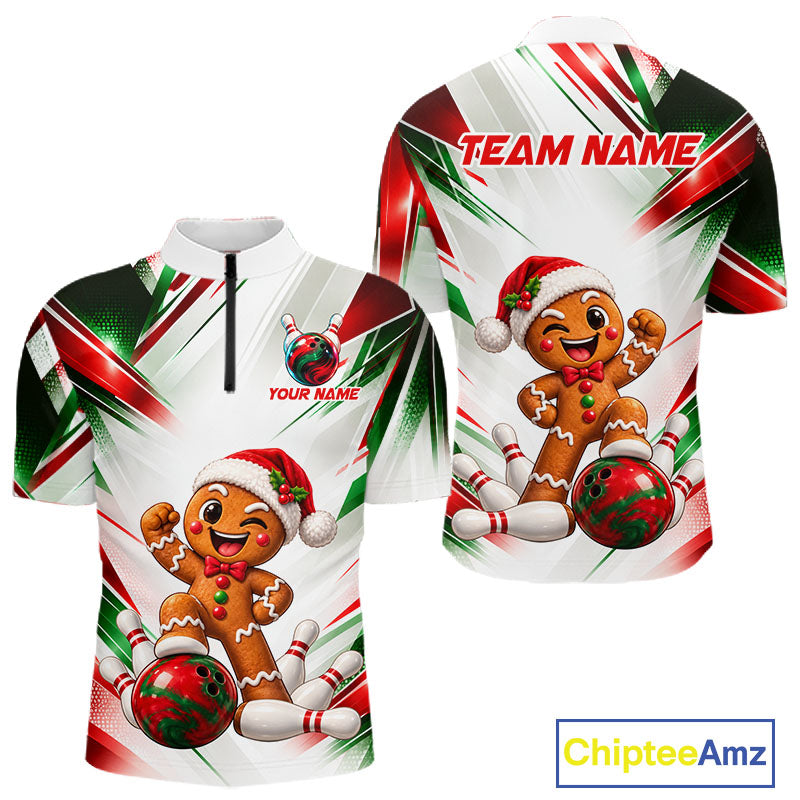 Custom Christmas Gingerbread Bowling Shirt Funny Bowling Team Jersey