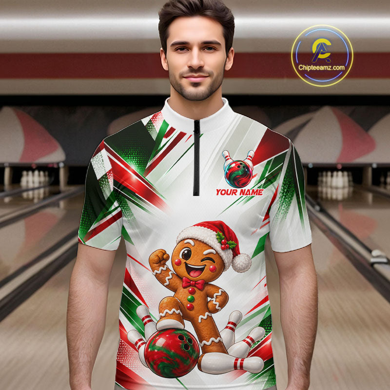 Custom Christmas Gingerbread Bowling Shirt Funny Bowling Team Jersey