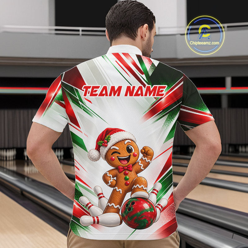 Custom Christmas Gingerbread Bowling Shirt Funny Bowling Team Jersey