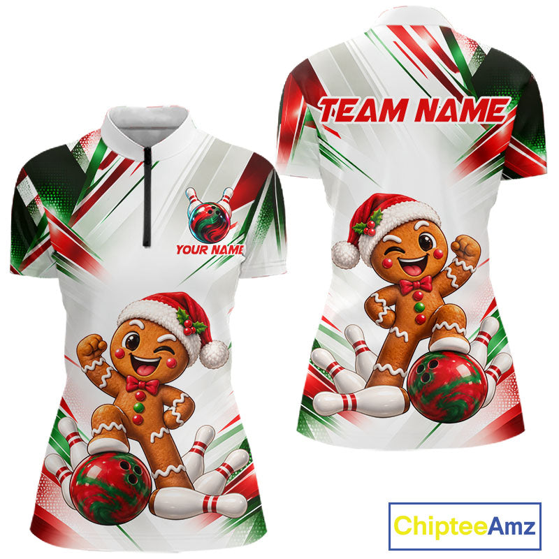 Custom Christmas Gingerbread Bowling Shirt Funny Bowling Team Jersey