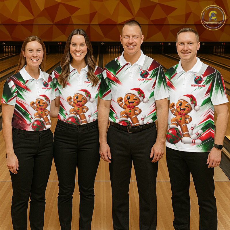 Custom Christmas Gingerbread Bowling Shirt Funny Bowling Team Jersey