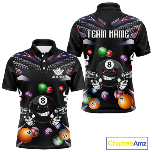 Custom Funny American Flag 8 Ball Pool Shirt Billiard Jersey Polo & 1/4 Zip Billiard Shirt