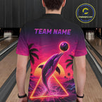 Custom Tropical Sunset Dolphin Bowling Shirt Funny Bowling Jersey