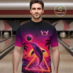 Custom Tropical Sunset Dolphin Bowling Shirt Funny Bowling Jersey