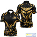 Custom Black & Gold Bowling Pattern Shirt Bowling Team Jersey Polo & 1/4 Zip Bowling Outfit